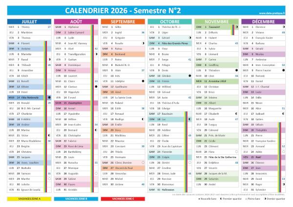  Calendrier 2026 Imprimer Date pratique fr